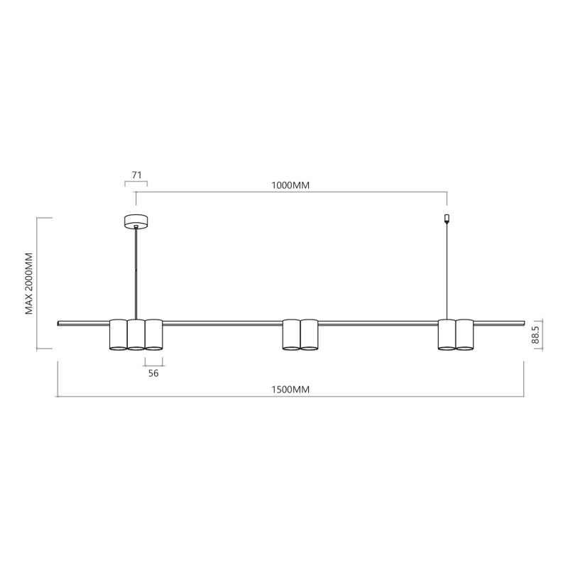 Genesis 7xGU10 White Hanging Lamp (Bar) Genesis 7xGU10 White Hanging Lamp (Bar)