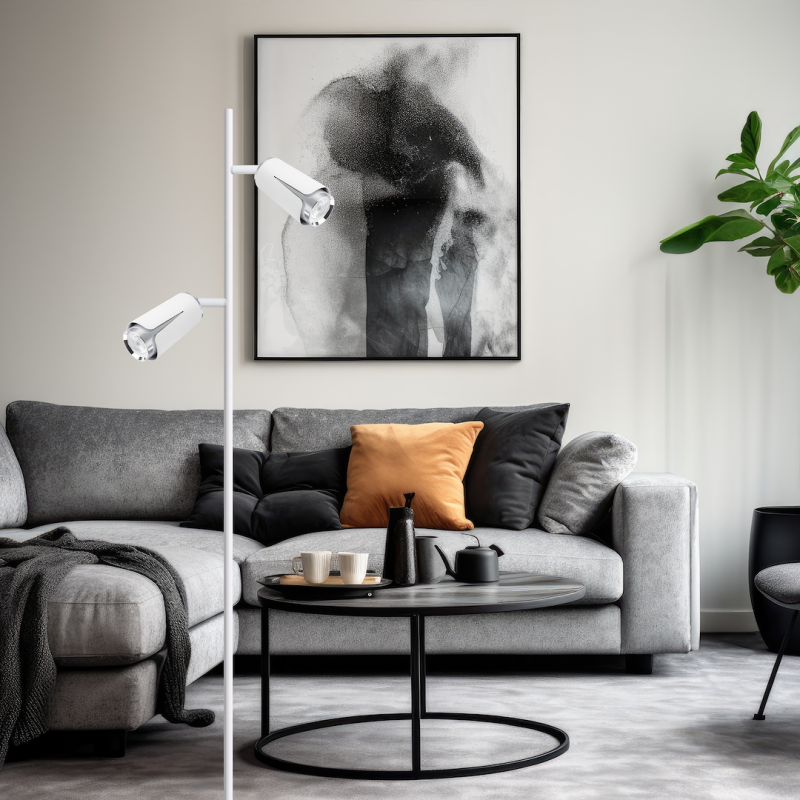 Flower Chrome Floor Lamp 2xGU10 White Flower Chrome Floor Lamp 2xGU10 White