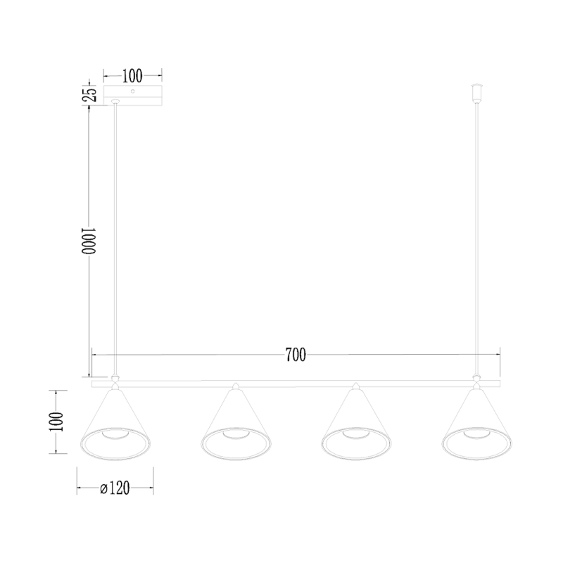 Lampa Wisząca Cone Złoty 4xGU10 Lampa Wisząca Cone Złoty 4xGU10