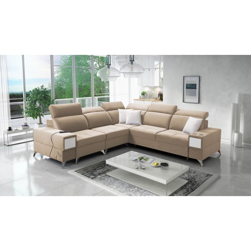 Corner Sofa Porto III with Sleeping Function and USB Port - Elegance Meets Functionality | [Your Company Name]