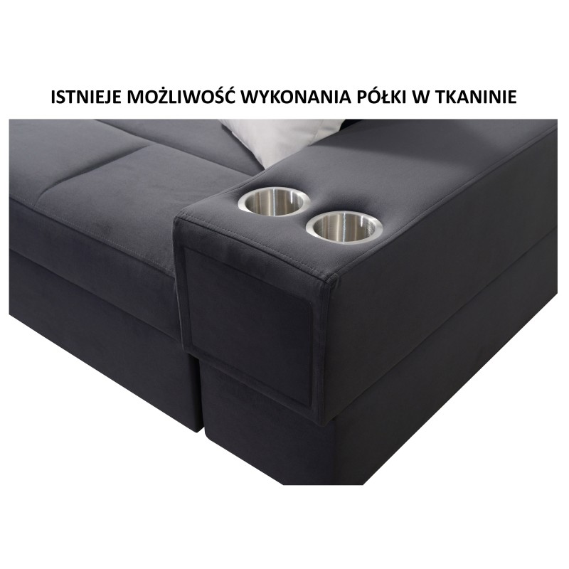 Narożnik Porto III z funkcją spania, wysuwana szuflada oraz port usb tkanina Casablanca 2301 Narożnik Porto III z funkcją spania, wysuwana szuflada oraz port usb tkanina Casablanca 2301