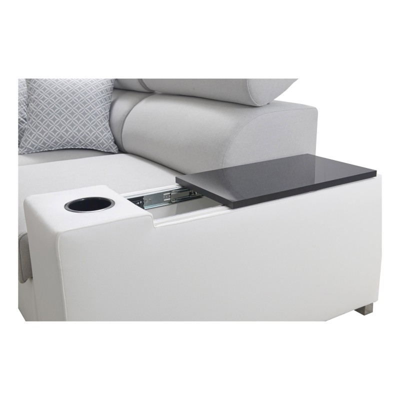 Narożnik w kształcie U Napoli IV Mini z funkcją spania oraz otwieranym barkiem Tkanina Lexo 6601 + Ecoskóra Narożnik w kształcie U Napoli IV Mini z funkcją spania oraz otwieranym barkiem Tkanina Lexo 6601 + Ecoskóra