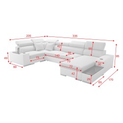 Narożnik w kształcie U Napoli IV Mini z funkcją spania oraz otwieranym barkiem Tkanina Amor Velvet 4314 + Ecoskóra Narożnik w kształcie U Napoli IV Mini z funkcją spania oraz otwieranym barkiem Tkanina Amor Velvet 4314 + Ecoskóra