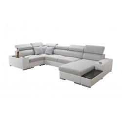 Narożnik w kształcie U Napoli IV Mini z funkcją spania oraz otwieranym barkiem Tkanina Amor Velvet 4314 + Ecoskóra Narożnik w kształcie U Napoli IV Mini z funkcją spania oraz otwieranym barkiem Tkanina Amor Velvet 4314 + Ecoskóra