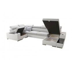 Narożnik w kształcie U Napoli IV Mini z funkcją spania oraz otwieranym barkiem Tkanina Amor Velvet 4314 + Ecoskóra Narożnik w kształcie U Napoli IV Mini z funkcją spania oraz otwieranym barkiem Tkanina Amor Velvet 4314 + Ecoskóra