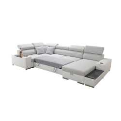 Narożnik w kształcie U Napoli IV Mini z funkcją spania oraz otwieranym barkiem Tkanina Amor Velvet 4314 + Ecoskóra Narożnik w kształcie U Napoli IV Mini z funkcją spania oraz otwieranym barkiem Tkanina Amor Velvet 4314 + Ecoskóra