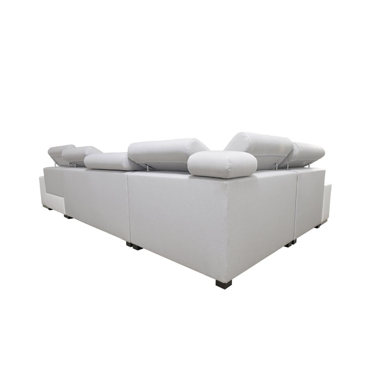 Narożnik w kształcie U Napoli IV Mini z funkcją spania oraz otwieranym barkiem Tkanina Amor Velvet 4314 + Ecoskóra Narożnik w kształcie U Napoli IV Mini z funkcją spania oraz otwieranym barkiem Tkanina Amor Velvet 4314 + Ecoskóra