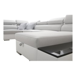 Narożnik w kształcie U Napoli IV Mini z funkcją spania oraz otwieranym barkiem Tkanina Amor Velvet 4314 + Ecoskóra Narożnik w kształcie U Napoli IV Mini z funkcją spania oraz otwieranym barkiem Tkanina Amor Velvet 4314 + Ecoskóra