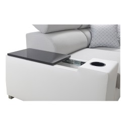 Narożnik w kształcie U Napoli IV Mini z funkcją spania oraz otwieranym barkiem Tkanina Amor Velvet 4314 + Ecoskóra Narożnik w kształcie U Napoli IV Mini z funkcją spania oraz otwieranym barkiem Tkanina Amor Velvet 4314 + Ecoskóra