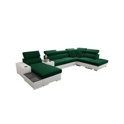 Narożnik w kształcie U Napoli V z funkcją spania oraz otwieranym barkiem Tkanina Amor Velvet 4311 + Ecoskóra Narożnik w kształcie U Napoli V z funkcją spania oraz otwieranym barkiem Tkanina Amor Velvet 4311 + Ecoskóra