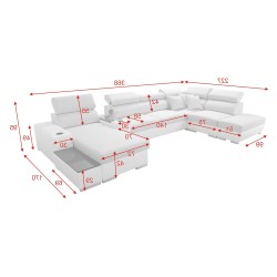 Narożnik w kształcie U Napoli V z funkcją spania oraz otwieranym barkiem Tkanina Amor Velvet 4311 + Ecoskóra Narożnik w kształcie U Napoli V z funkcją spania oraz otwieranym barkiem Tkanina Amor Velvet 4311 + Ecoskóra