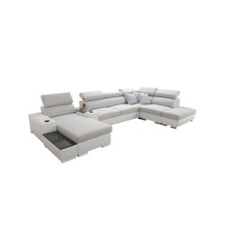 Narożnik w kształcie U Napoli V z funkcją spania oraz otwieranym barkiem Tkanina Amor Velvet 4311 + Ecoskóra Narożnik w kształcie U Napoli V z funkcją spania oraz otwieranym barkiem Tkanina Amor Velvet 4311 + Ecoskóra
