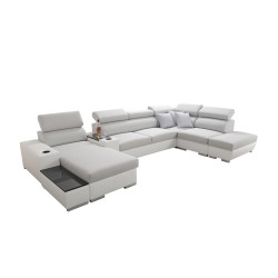 Narożnik w kształcie U Napoli V z funkcją spania oraz otwieranym barkiem Tkanina Amor Velvet 4311 + Ecoskóra Narożnik w kształcie U Napoli V z funkcją spania oraz otwieranym barkiem Tkanina Amor Velvet 4311 + Ecoskóra