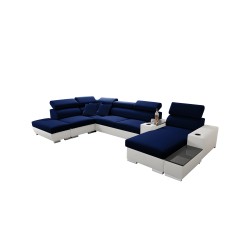 Narożnik w kształcie U Napoli V z funkcją spania oraz otwieranym barkiem Tkanina Amor Velvet 4314 + Ecoskóra Narożnik w kształcie U Napoli V z funkcją spania oraz otwieranym barkiem Tkanina Amor Velvet 4314 + Ecoskóra
