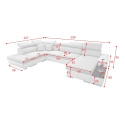 Narożnik w kształcie U Napoli VI z funkcją spania oraz otwieranym barkiem Tkanina Amor Velvet 4311 + Ecoskóra Narożnik w kształcie U Napoli VI z funkcją spania oraz otwieranym barkiem Tkanina Amor Velvet 4311 + Ecoskóra