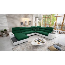 Napoli VIII U-shaped sectional sofa with sleeping function – Velvet, Amor Velvet 4311 + Faux Leather + Faux Leather