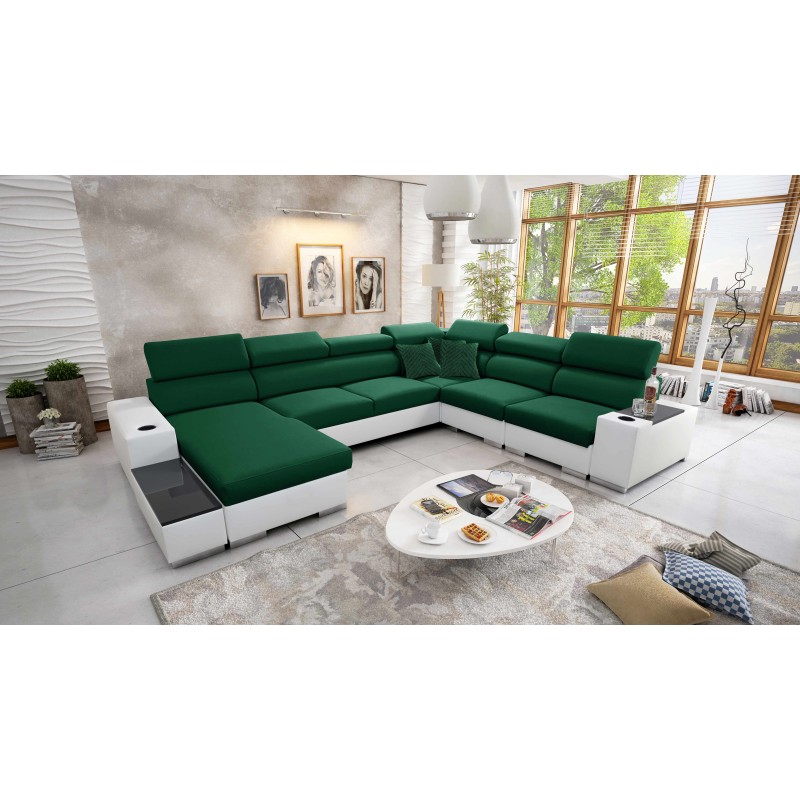 Napoli VIII U-shaped sectional sofa with sleeping function – Velvet, Amor Velvet 4311 + Faux Leather + Faux Leather