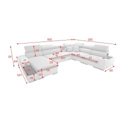 Narożnik w kształcie U Napoli VIII z funkcją spania – Welur, Amor Velvet 4311 + Ecoskóra + Ecoskóra Narożnik w kształcie U Napoli VIII z funkcją spania – Welur, Amor Velvet 4311 + Ecoskóra + Ecoskóra