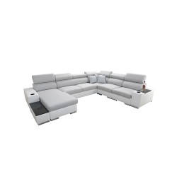 Narożnik w kształcie U Napoli VIII z funkcją spania – Welur, Amor Velvet 4311 + Ecoskóra + Ecoskóra Narożnik w kształcie U Napoli VIII z funkcją spania – Welur, Amor Velvet 4311 + Ecoskóra + Ecoskóra