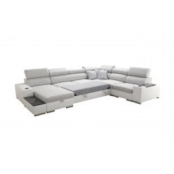 Narożnik w kształcie U Napoli VIII z funkcją spania – Welur, Amor Velvet 4311 + Ecoskóra + Ecoskóra Narożnik w kształcie U Napoli VIII z funkcją spania – Welur, Amor Velvet 4311 + Ecoskóra + Ecoskóra