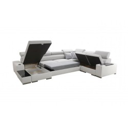 Narożnik w kształcie U Napoli VIII z funkcją spania – Welur, Amor Velvet 4314 + Ecoskóra + Ecoskóra Narożnik w kształcie U Napoli VIII z funkcją spania – Welur, Amor Velvet 4314 + Ecoskóra + Ecoskóra