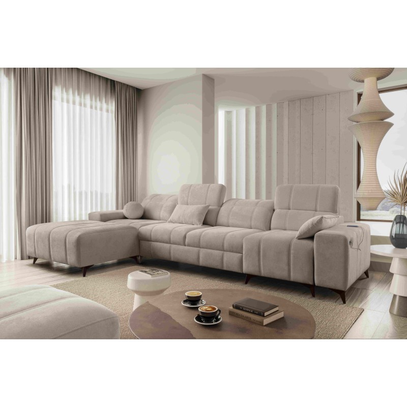 Ballagio XII corner sofa with a sleeping function upholstered in Plecionka, Spring 1110 Ballagio XII corner sofa with a sleeping function upholstered in Plecionka, Spring 1110