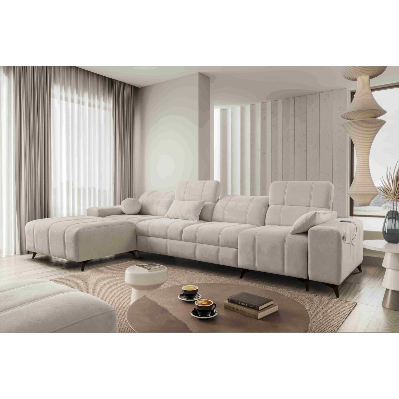 Ecksofa Ballagio XII mit Schlaffunktion bezogen mit Stoff Plecionka, Spring 1108 Ecksofa Ballagio XII mit Schlaffunktion bezogen mit Stoff Plecionka, Spring 1108