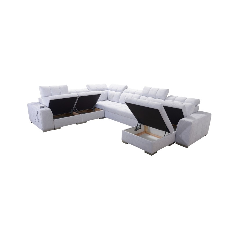 Narożnik w kształcie U Prisma VIII z funkcją spania, portem usb oraz pojemnikiem na pościel tkanina Terra 80 Narożnik w kształcie U Prisma VIII z funkcją spania, portem usb oraz pojemnikiem na pościel tkanina Terra 80