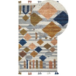 Dywan wełniany kilim 80 x 150 cm wielokolorowy KASAKH