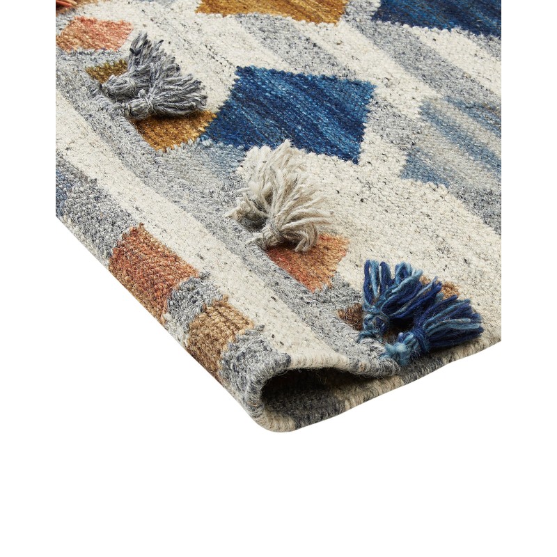 Dywan wełniany kilim 80 x 150 cm wielokolorowy KASAKH Dywan wełniany kilim 80 x 150 cm wielokolorowy KASAKH