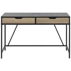 Biurko z szufladami 120 x 60 cm czarne z jasnym drewnem JENA Biurko z szufladami 120 x 60 cm czarne z jasnym drewnem JENA