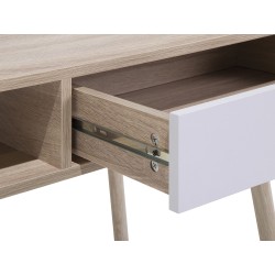 Biurko z szufladą i półką 100 x 48 cm jasne drewno DEORA Biurko z szufladą i półką 100 x 48 cm jasne drewno DEORA