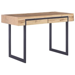 Biurko z szufladami 120 x 55 cm jasne drewno z czarnym VIDA Biurko z szufladami 120 x 55 cm jasne drewno z czarnym VIDA
