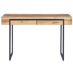 Biurko z szufladami 120 x 55 cm jasne drewno z czarnym VIDA Biurko z szufladami 120 x 55 cm jasne drewno z czarnym VIDA