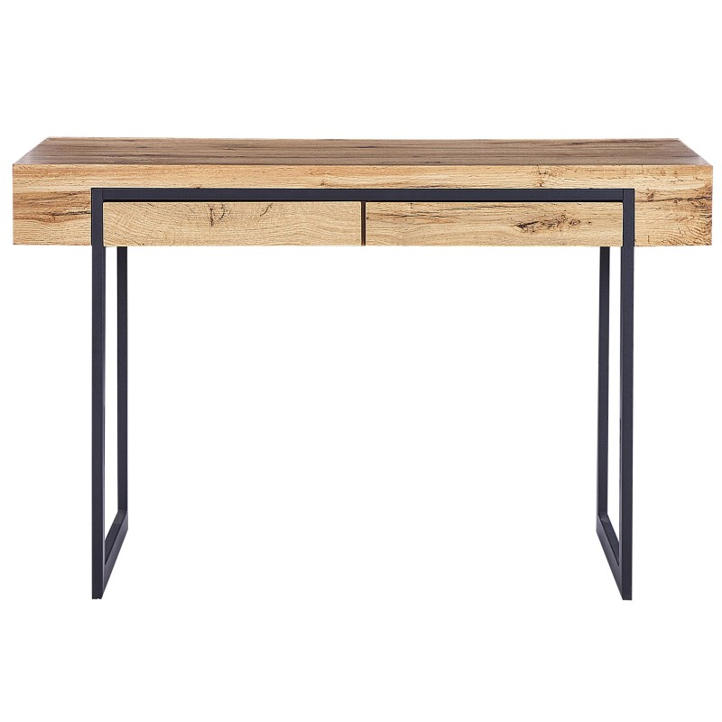 Biurko z szufladami 120 x 55 cm jasne drewno z czarnym VIDA Biurko z szufladami 120 x 55 cm jasne drewno z czarnym VIDA