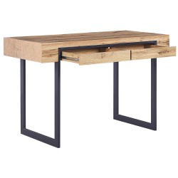 Biurko z szufladami 120 x 55 cm jasne drewno z czarnym VIDA Biurko z szufladami 120 x 55 cm jasne drewno z czarnym VIDA