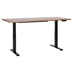 Biurko regulowane elektrycznie 160 x 72 cm ciemne drewno z czarnym DESTINES