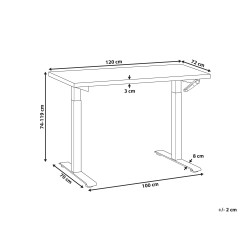 Biurko regulowane manualnie 120 x 72 cm czarne DESTINES Biurko regulowane manualnie 120 x 72 cm czarne DESTINES