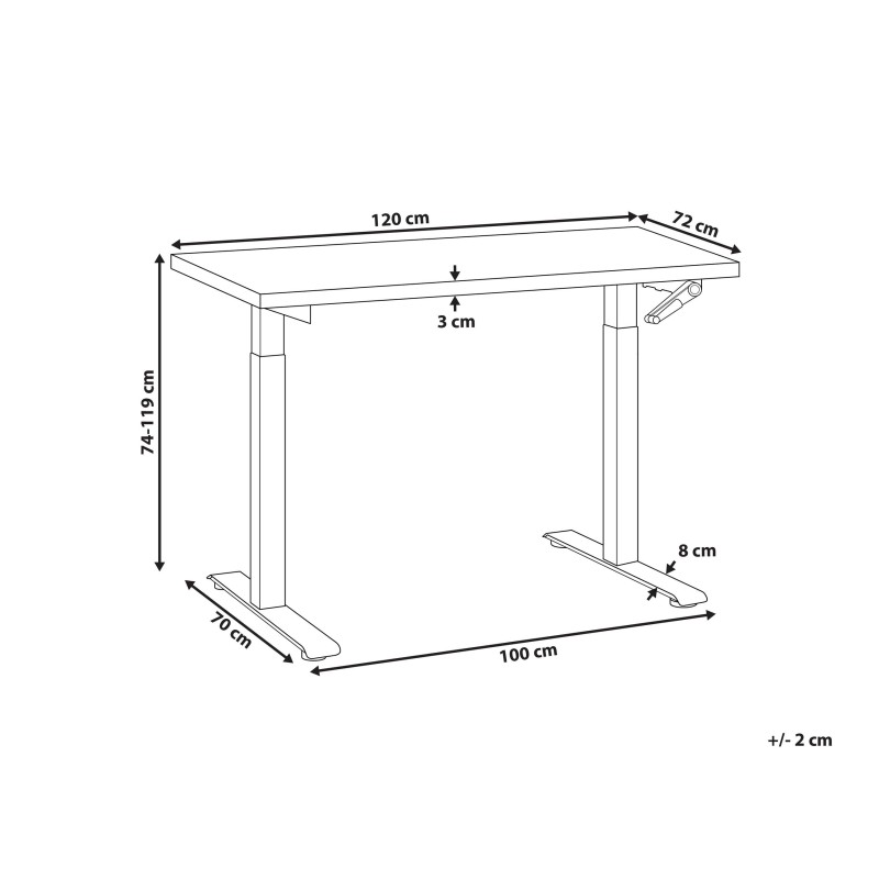 Biurko regulowane manualnie 120 x 72 cm czarne DESTINES Biurko regulowane manualnie 120 x 72 cm czarne DESTINES
