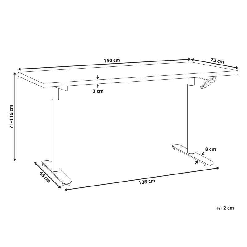 Biurko regulowane manualnie 160 x 72 cm czarne DESTINAS Biurko regulowane manualnie 160 x 72 cm czarne DESTINAS