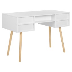 Biurko z szufladami i półką 110 x 55 cm białe LEVIN Biurko z szufladami i półką 110 x 55 cm białe LEVIN