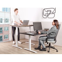 Biurko regulowane elektrycznie 160 x 72 cm czarno-białe DESTINES Biurko regulowane elektrycznie 160 x 72 cm czarno-białe DESTINES