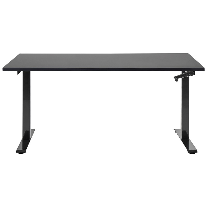 Biurko regulowane manualnie 160 x 72 cm czarne DESTINES Biurko regulowane manualnie 160 x 72 cm czarne DESTINES
