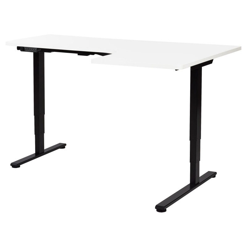 Biurko narożne prawe regulowane elektrycznie 160 x 59 cm czarno-białe DESTINES