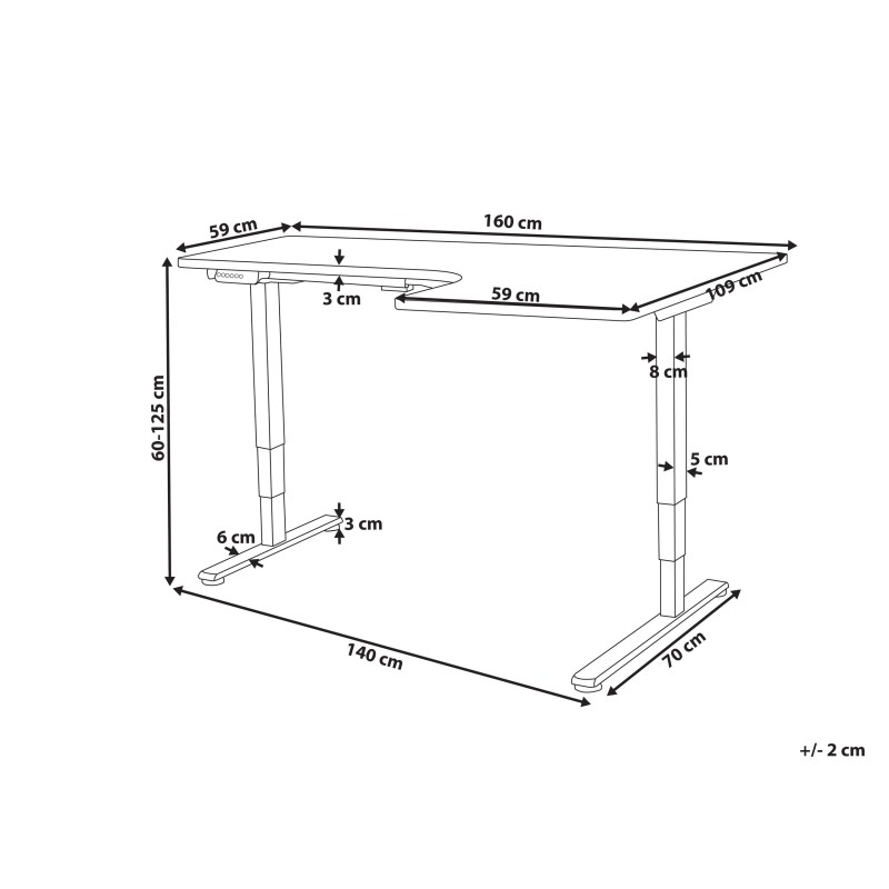 Biurko narożne prawe regulowane elektrycznie 160 x 59 cm czarno-białe DESTINES Biurko narożne prawe regulowane elektrycznie 160 x 59 cm czarno-białe DESTINES