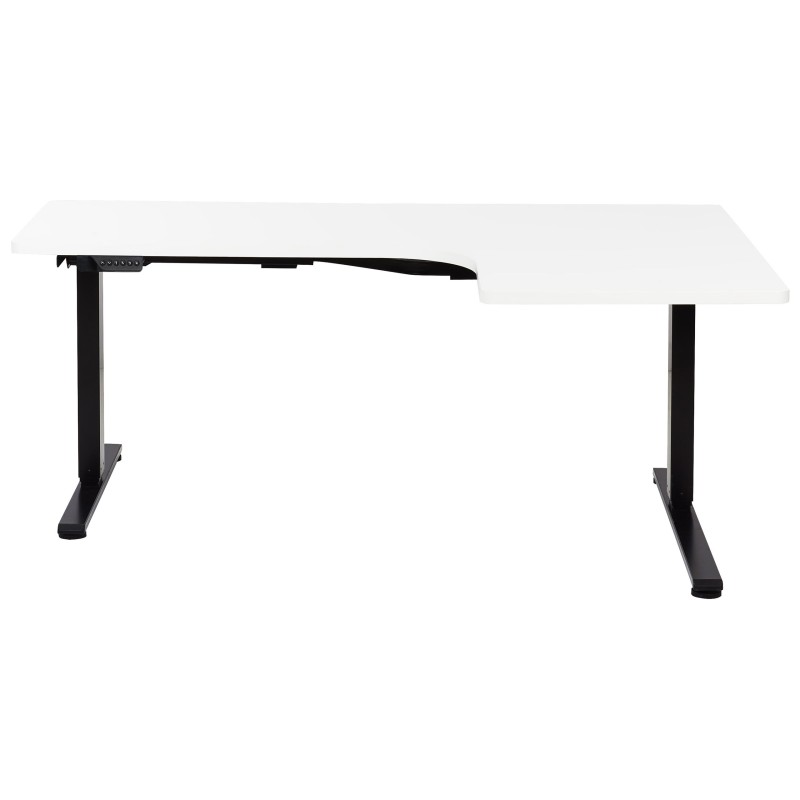 Biurko narożne prawe regulowane elektrycznie 160 x 59 cm czarno-białe DESTINES Biurko narożne prawe regulowane elektrycznie 160 x 59 cm czarno-białe DESTINES