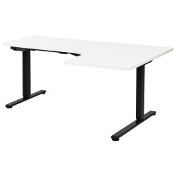 Biurko narożne prawe regulowane elektrycznie 160 x 59 cm czarno-białe DESTINES Biurko narożne prawe regulowane elektrycznie 160 x 59 cm czarno-białe DESTINES