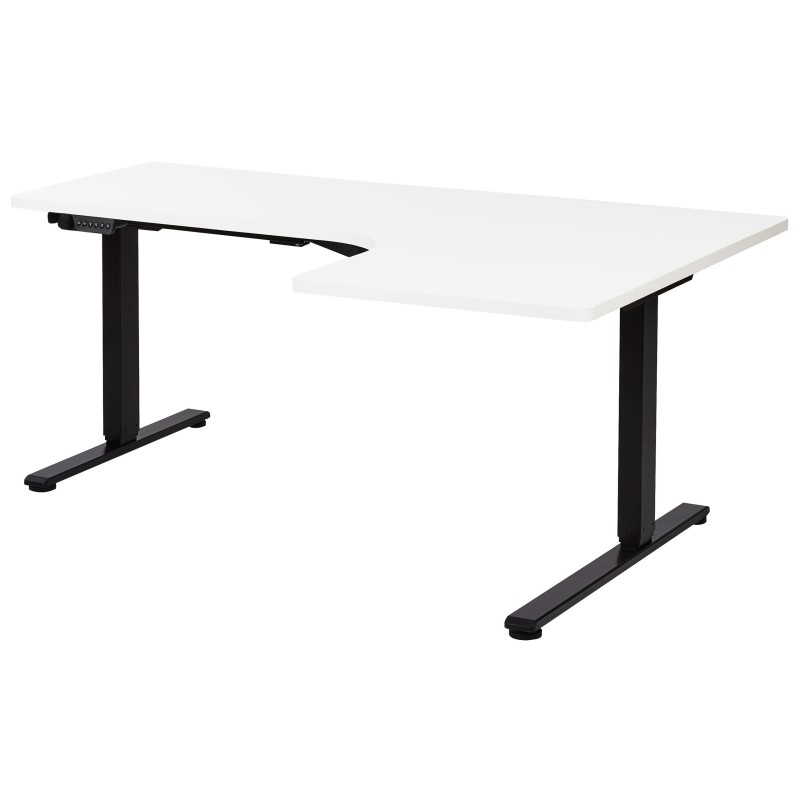 Biurko narożne prawe regulowane elektrycznie 160 x 59 cm czarno-białe DESTINES Biurko narożne prawe regulowane elektrycznie 160 x 59 cm czarno-białe DESTINES