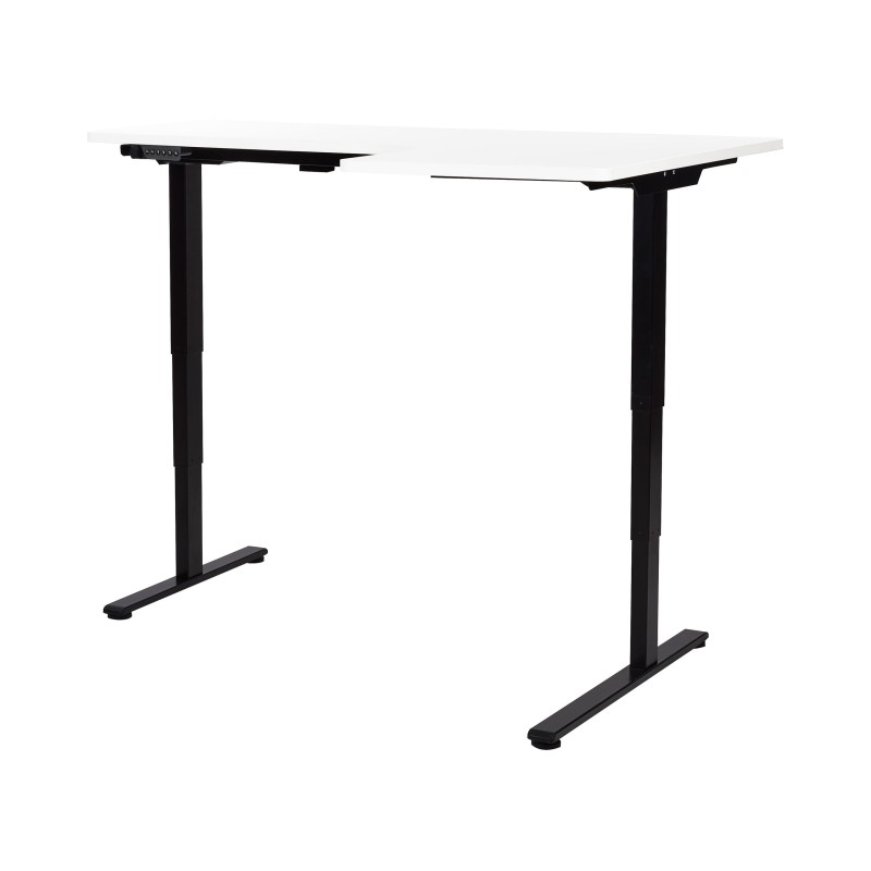 Biurko narożne prawe regulowane elektrycznie 160 x 59 cm czarno-białe DESTINES Biurko narożne prawe regulowane elektrycznie 160 x 59 cm czarno-białe DESTINES