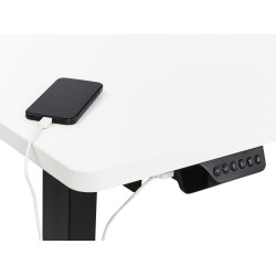 Biurko narożne prawe regulowane elektrycznie 160 x 59 cm czarno-białe DESTINES Biurko narożne prawe regulowane elektrycznie 160 x 59 cm czarno-białe DESTINES
